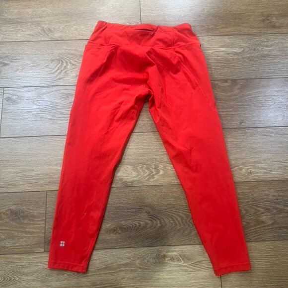 Sweaty Bettery Power Leggings 7/8 Length Red, Size L, 24" Inseam, Stretch - Picture 11 of 13